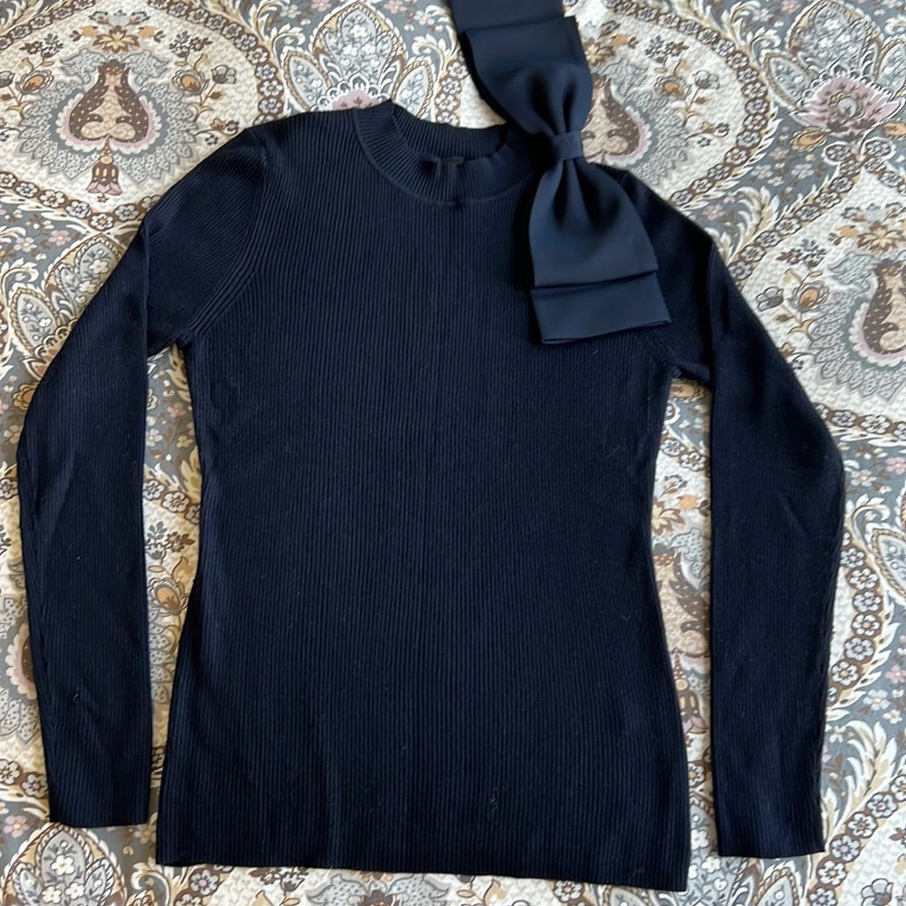 TED BAKER:  Mock Neck Ribbed Bow Sweater